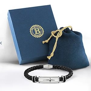 COPY - BNIB NOT ENGRAVED Bradford Exchange Mens Leather Bracelet Not Engraved